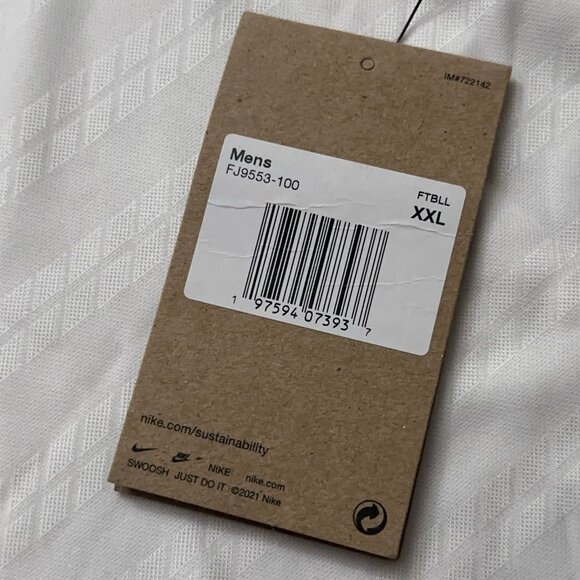 Nike Polo Shirt Mens 2XL Dri-Fit Coach Victory Golf Stretch White Striped NEW - Picture 5 of 6